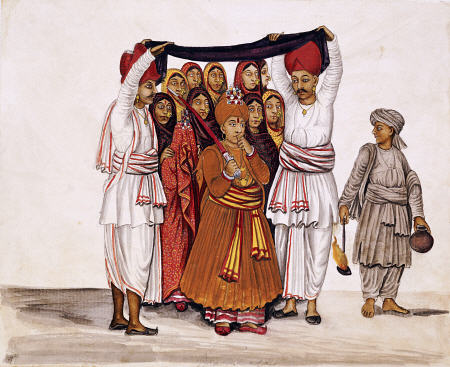Scenes From A Marriage Ceremony: The Wedding Feast; Kutch School, Circa 1845 à 