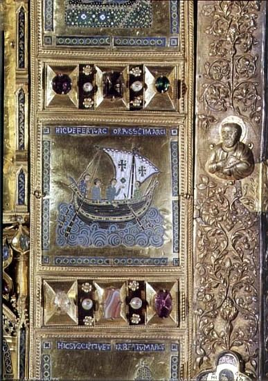 Settlement of the Body of St. Mark, enamel panel from the Pala d''Oro, San Marco Basilica, 10th-12th à 