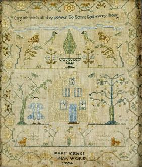 Silk-On-Linen Needlework Sampler