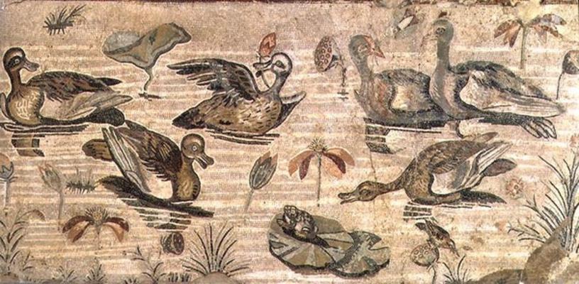 Scene of waterfowl on the Nile from the House of the Faun, Pompeii, 2nd century BC (mosaic) à 
