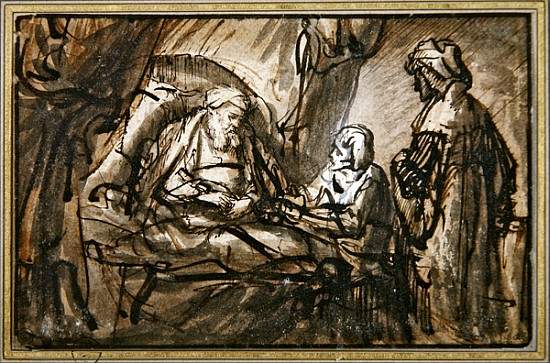 The Benediction of Isaac (pen & ink and wash) à 