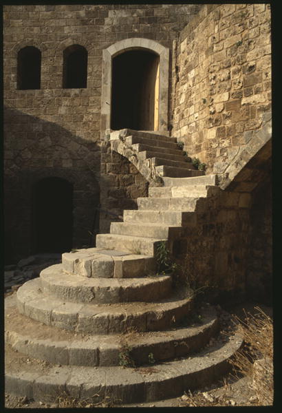 The castle of Saint-Gilles, detail, view of a stair (colour photo)  à 
