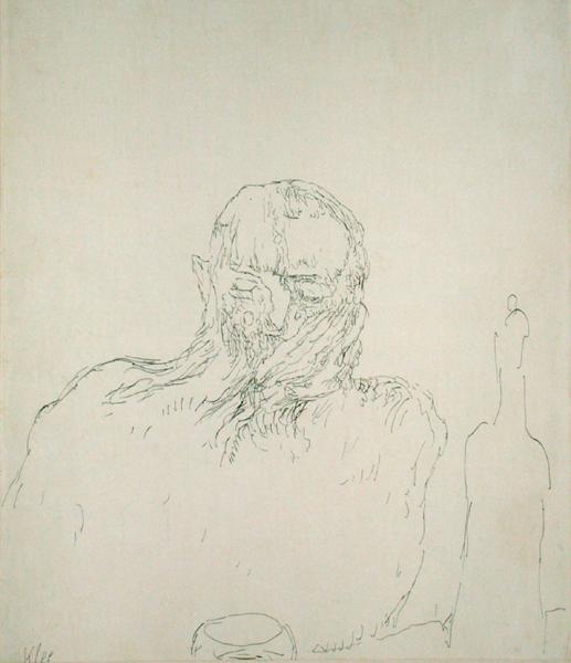 The Drinker, 1909 (no 35) (pen on paper on carboard)  à 