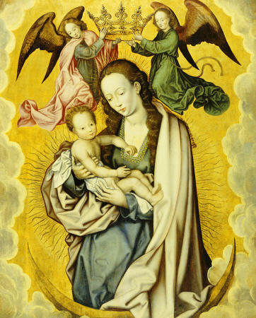 The Virgin And Child In Glory, With Two Angels Holding The Virgin''s Crown à 