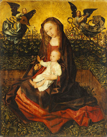 The Virgin And Child With Two Music-Making Angels In A Rose Garden à 