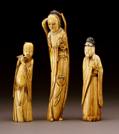 Three Ivory Figures Of Immortals à 