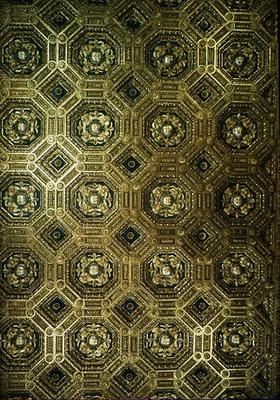 The ceiling of the Sala dell'Udienza, designed by Benedetto (1442-97) and Giuliano (1432-90) da Maia à 