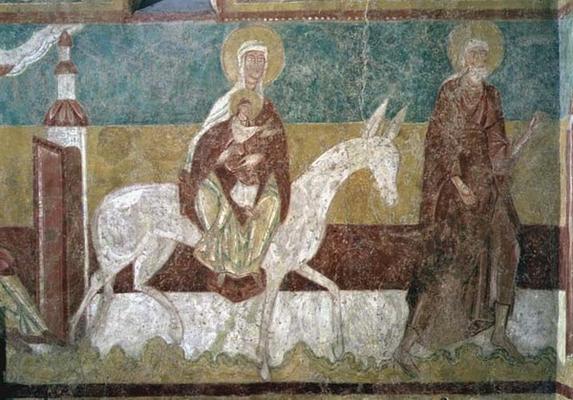 The Flight into Egypt, from the wall of the Choir, 12th-13th century (fresco) à 