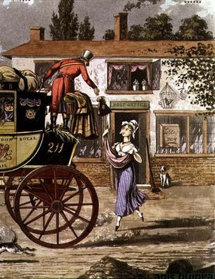 The Royal Mail Delivering to a Post Office, 19th century (colour litho) à 