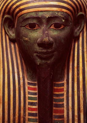 The sarcophagus of Psametik (664-610BC) detail of the face, Egyptian à 