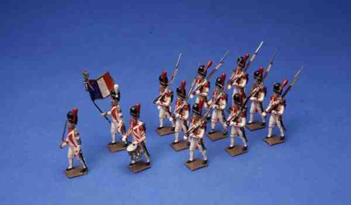 Twelve French Marching Soldiers (painted lead) à 