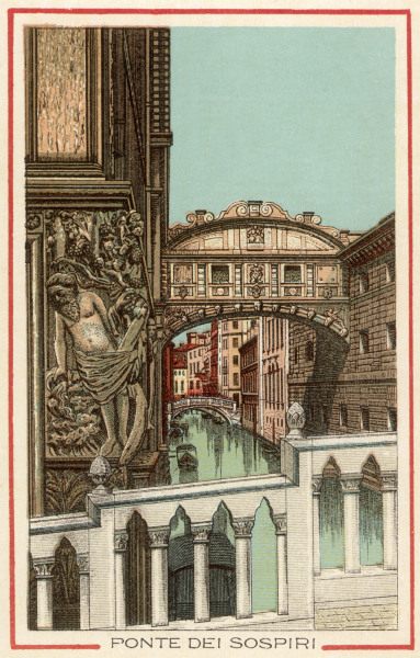 Venice, Bridge of Sighs, Col.lithography à 