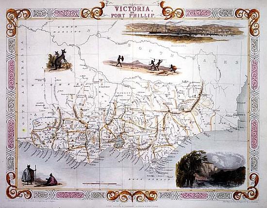 Victoria, Australia, from Illustrated Atlas of the World, pub. Tallis & Co., 1849-53 à 