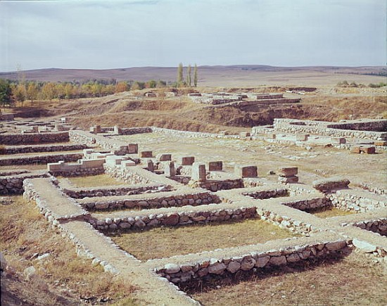 View of the archaeological site, 1450-1200 BC Hittite; Alacahoyuk, Turkey à 