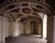 View of the vaulted hall on the level of the Nymphaeum with frescoes depicting the Descent from Olym