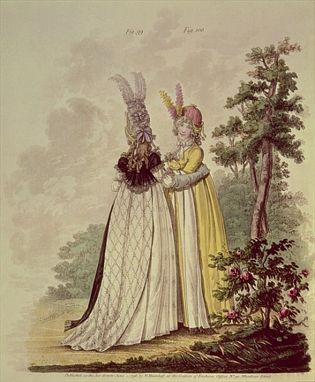 Walking dresses from N. Heideloff''s `Gallery of Fashion'', 1796; à 