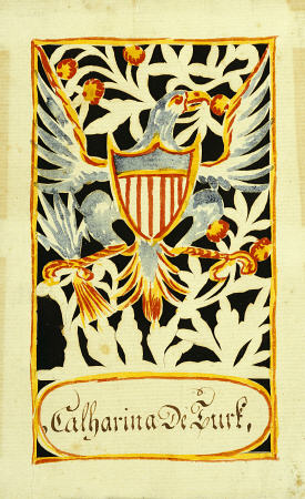 Watercolor And Cutwork Fraktur Drawing Attributed To Wilhemus Antonius Faber, Berks County, Pennsylv à 