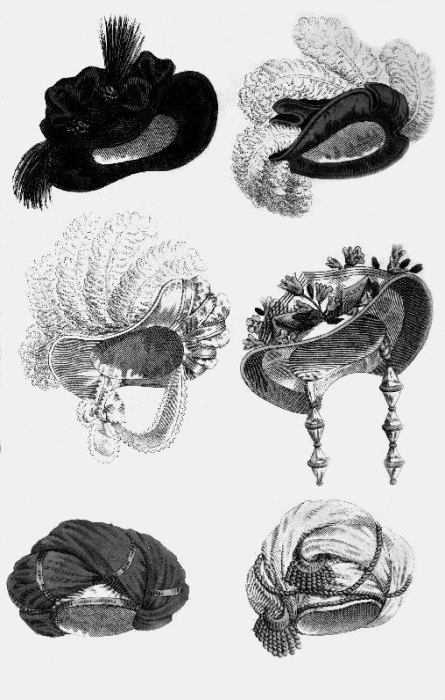 Woman's fashion, France : different sorts of hats, engraving à 