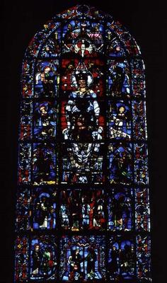Window depicting Notre Dame de la Belle Verriere in the south choir, 13th century (stained glass) (f à 