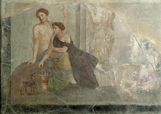 Women playing with a goat, Pompeii (mural painting) à 