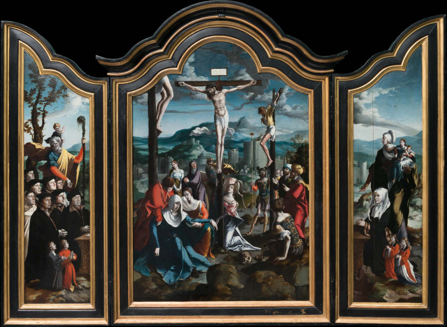 Triptych with the Crucifixion, Saints and Donors à Maître néerlandais du Nord vers 1530