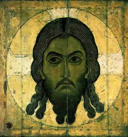 The Holy Face (tempera & gold on panel) à École de Novgorod