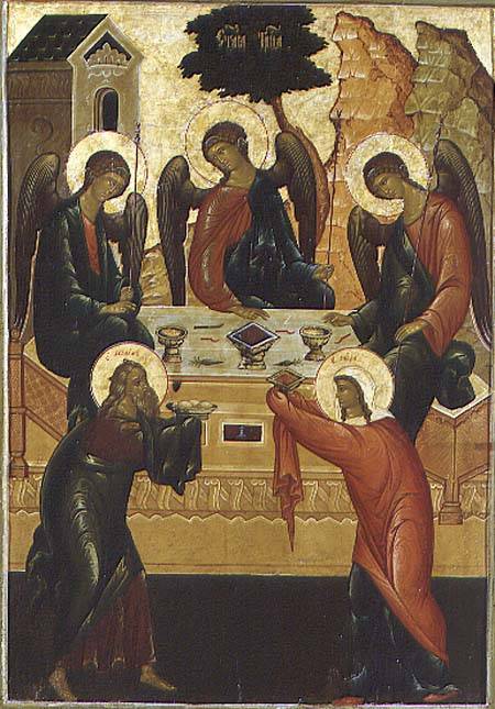 The Holy Trinity, Russian icon à École de Novgorod