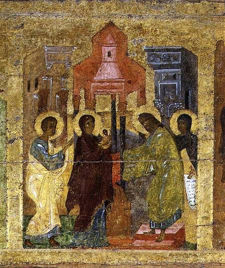 The Presentation in the Temple, Russian icon from the iconostasis in the Cathedral of St. Sophia à École de Novgorod
