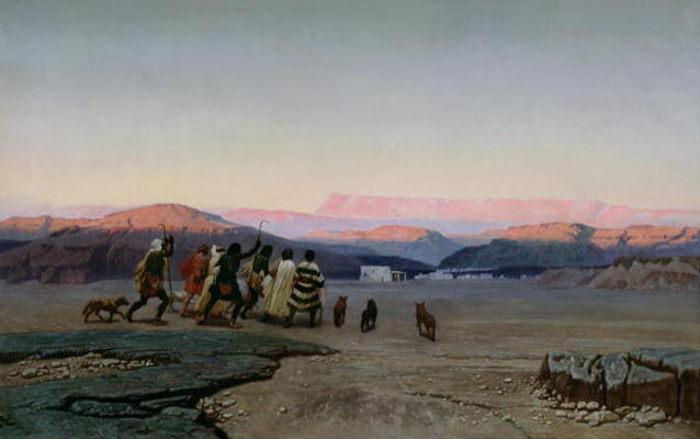 The Shepherds, Led by the Star, Arriving at Bethlehem, 1863 (oil on canvas) à Octave Penguilly l'Haridon