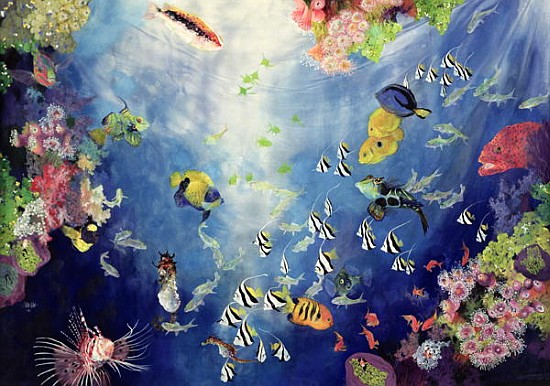 Underwater World II, 1998 (acrylic and pencil crayon on canvas)  à Odile  Kidd