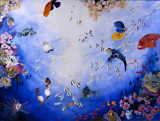 Underwater World IV (acrylic on canvas)  à Odile  Kidd