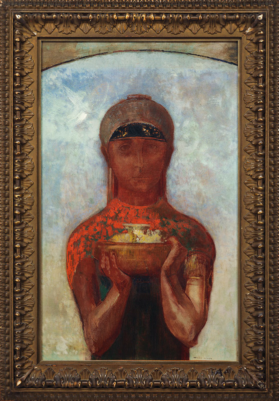 The Cup of Mystery, or Sibyl, c.1890 (oil on paper laid down on canvas) à Odilon Redon