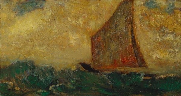 The Mystical Boat (oil on cradled panel) à Odilon Redon