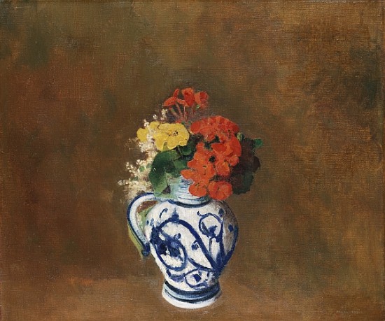 Flowers in a Blue Vase, c.1900 à Odilon Redon