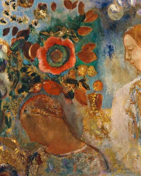 Zwei Mädchen mit Blumen à Odilon Redon