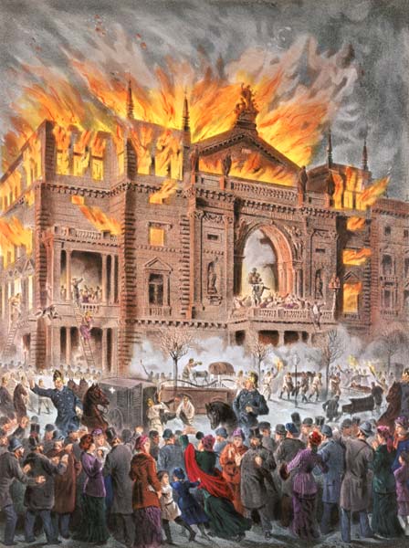 Le feu du théâtre d'anneau viennois 8. Décembre à Österreichischer Maler
