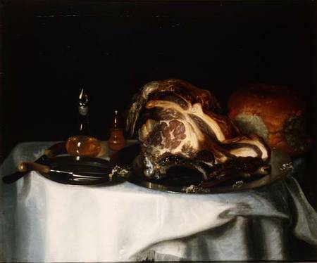 Still life with meat and bread (pair of 78161) à of Chichester Smith