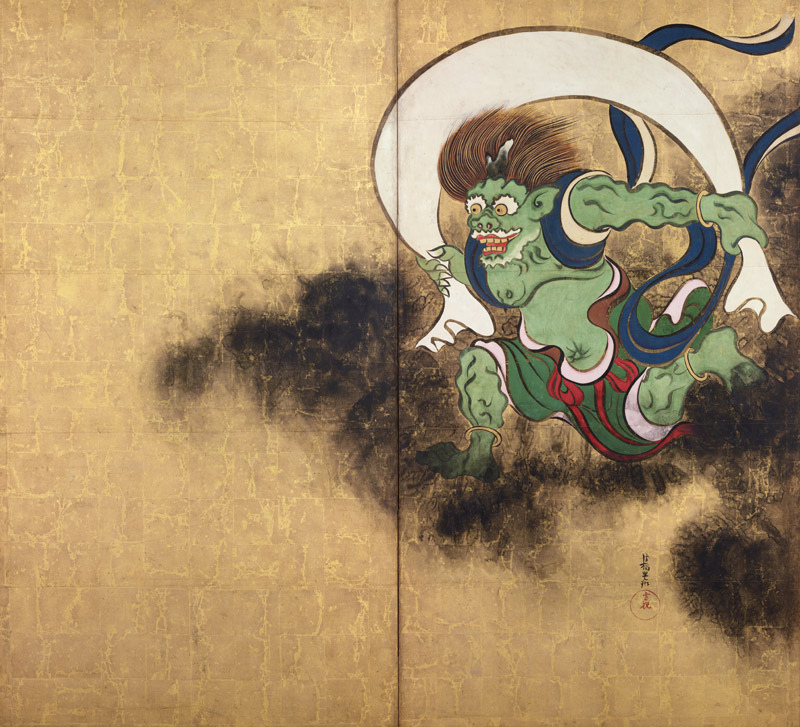 The Wind God. Right part of two-fold screens "Wind God and Thunder God" à Ogata Korin
