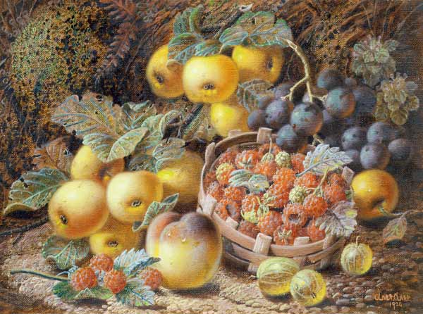 Still Life of Apples, Grapes, Raspberries, Gooseberries and Peach à Oliver Clare