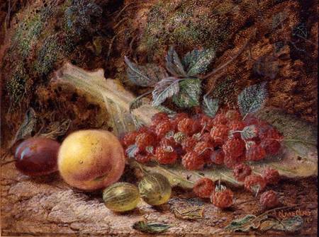 Still Life with Fruit on a Cabbage Leaf à Oliver Clare