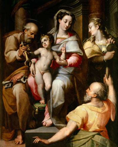 Holy Family with St. Peter and St. Mary Magdalene à Orazio Samacchini