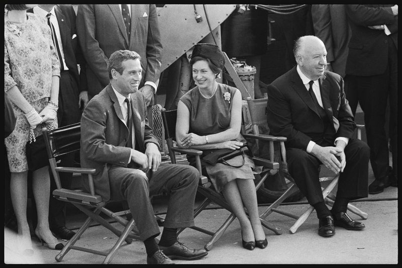 Paul Newman, Princess Margaret and Alfred Hitchcock on the set of Torn Curtain à Orlando Suero