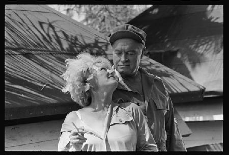 Bob Hope and Phyllis Diller on the set of The Private Navy of Sgt OFarrell