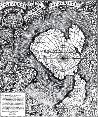 The South Pole, detail from the 'Mappamonde a Projection Cordiforme', 1531 (engraving) (b/w photo) à Oronce Fine