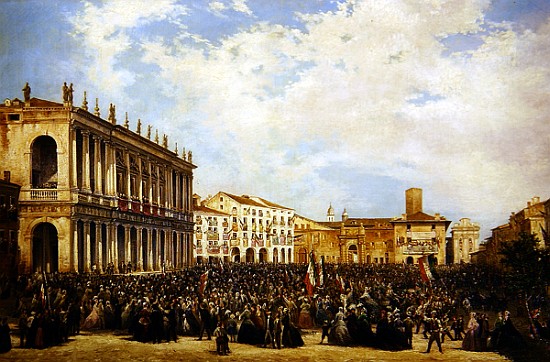 Victor Emmanuel II shows himself to the people of Vicenza from the balcony of Palazzo Chiericati à Orsola Faccioli Licata