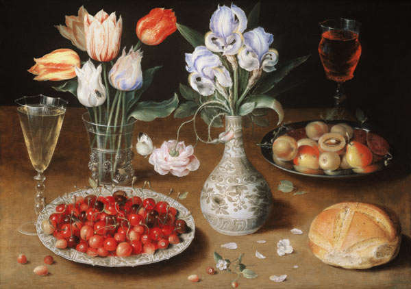 Still life with Lilies, Roses, Tulips, Cherries and Wild Strawberries à Osias Beert I.