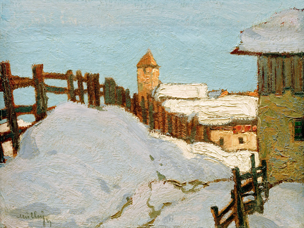 Village in winter à Oskar Mulley