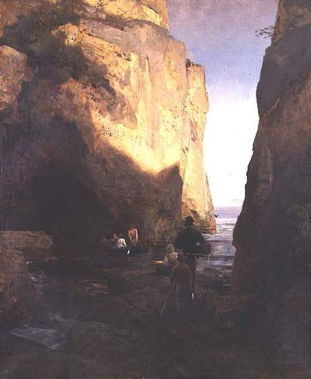 Entering the Grotto à Oswald Achenbach