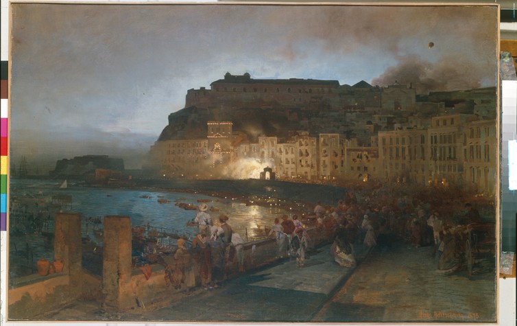 Fireworks in Naples à Oswald Achenbach