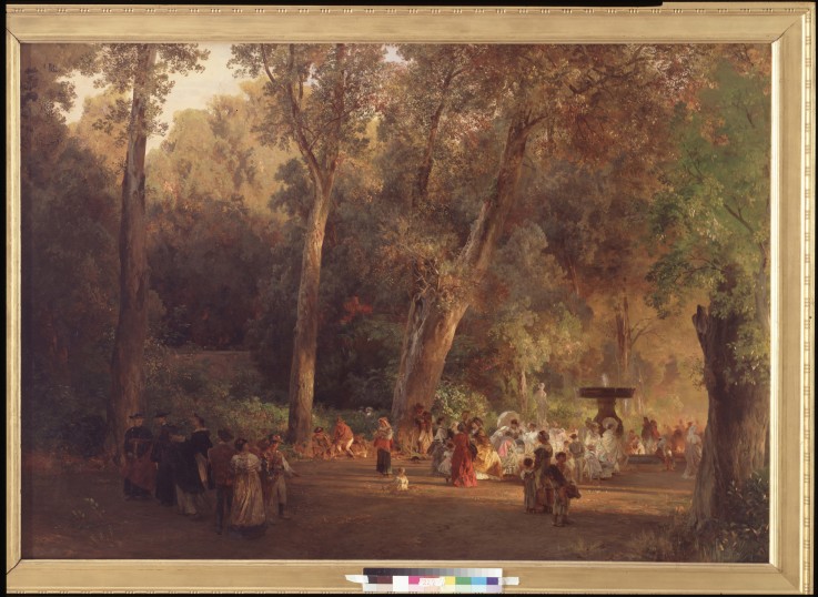 In the Park of Villa Torlonia in Rome à Oswald Achenbach